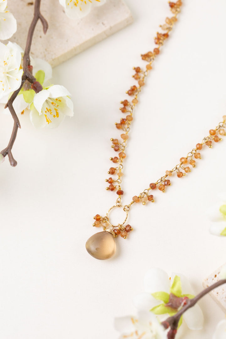 One Of A Kind 17.5-19.5" Hessonite Garnet, Quartz Statement Necklace