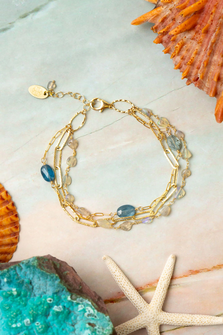 Ocean Waves 7.5-8.5" Opal, Kyanite Multistrand Bracelet
