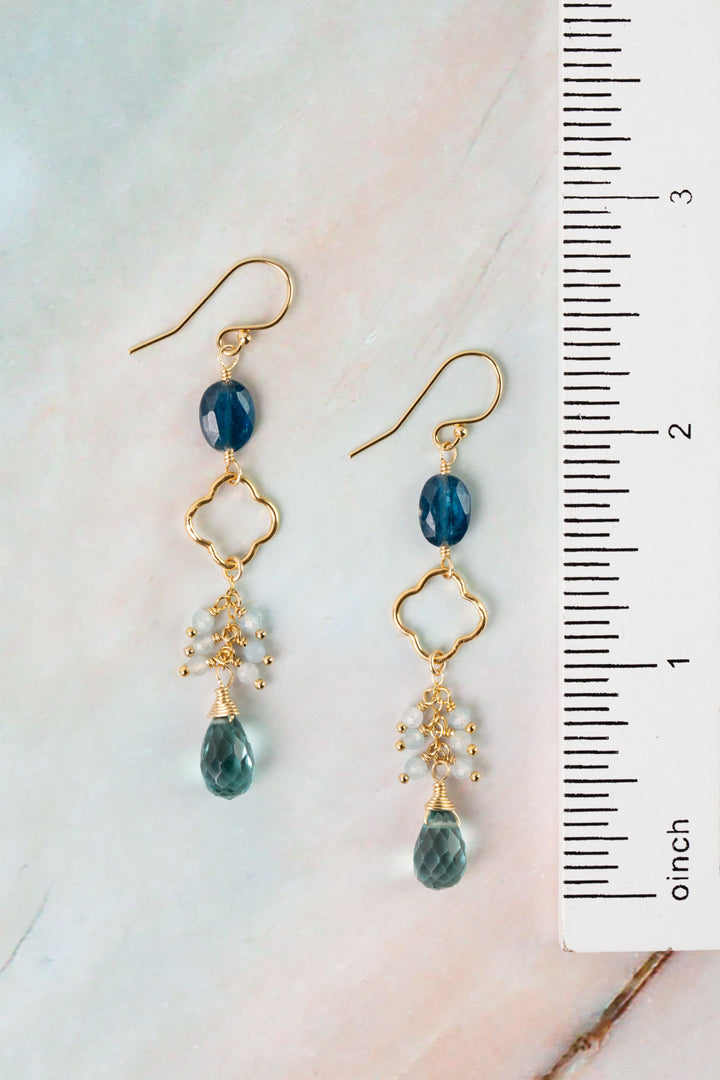 Ocean Waves Kyanite, Blue Quartz, Fluorite Dangle Earrings