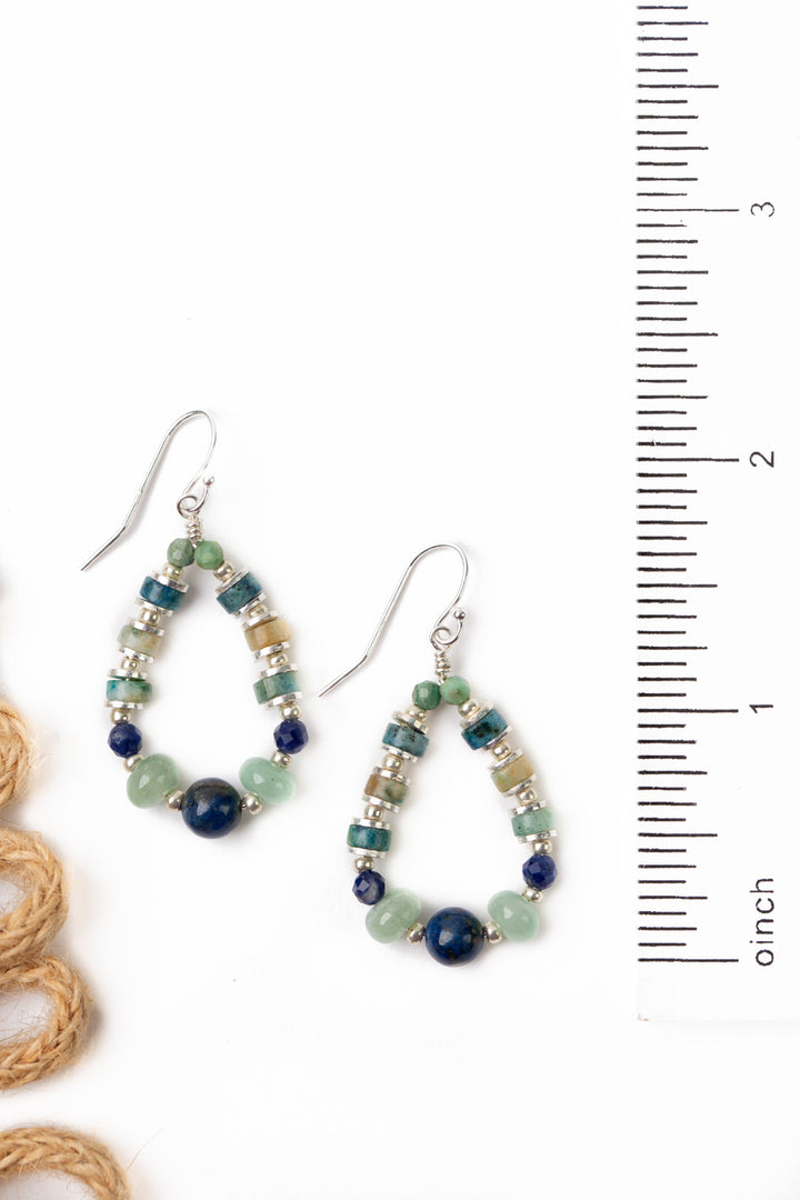 Pacifica Lapis Lazuli, Aquamarine, Blue Jasper Hoop Earrings