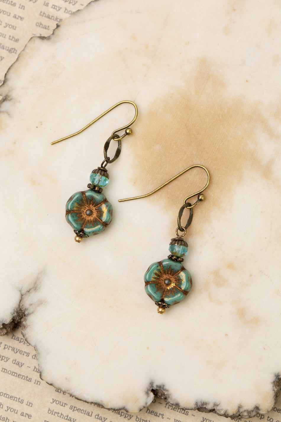 Rustic Creek Unique Handcrafted Czech Glass Flower Dangle