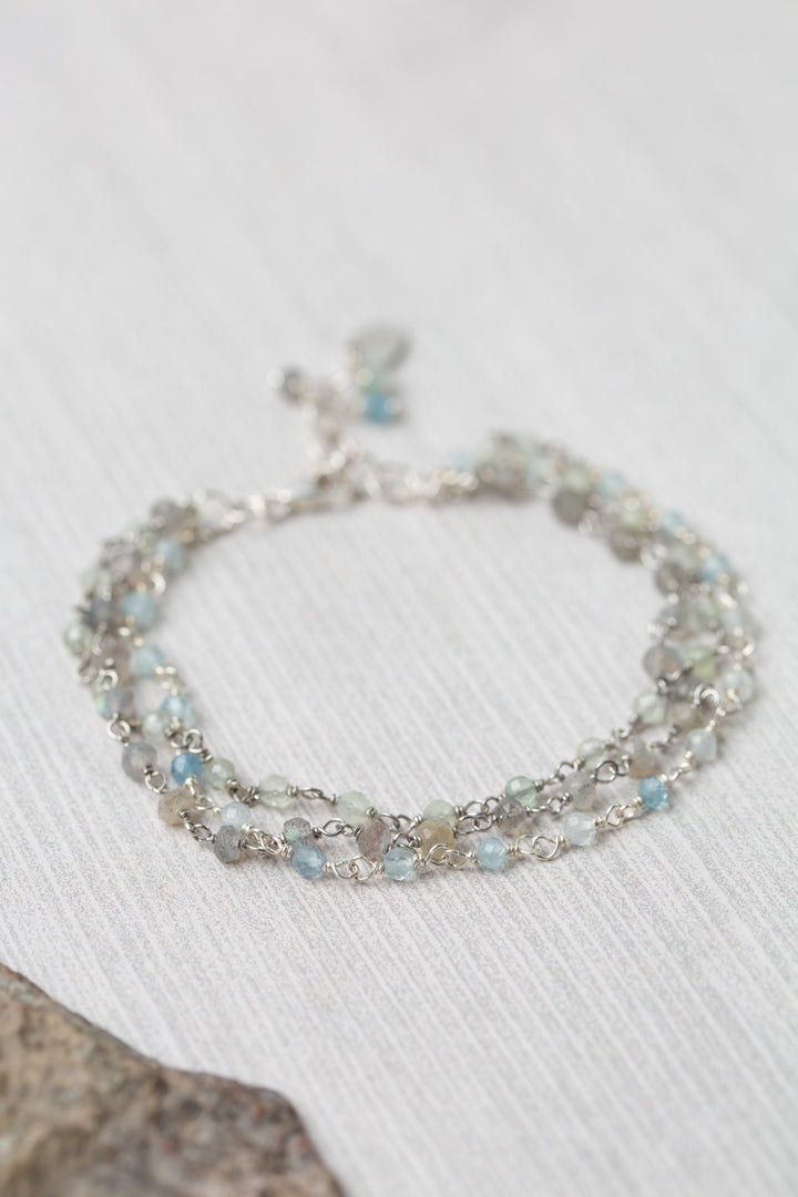Resilience 7.5-8.5" Labradorite, Aquamarine Multistrand Bracelet