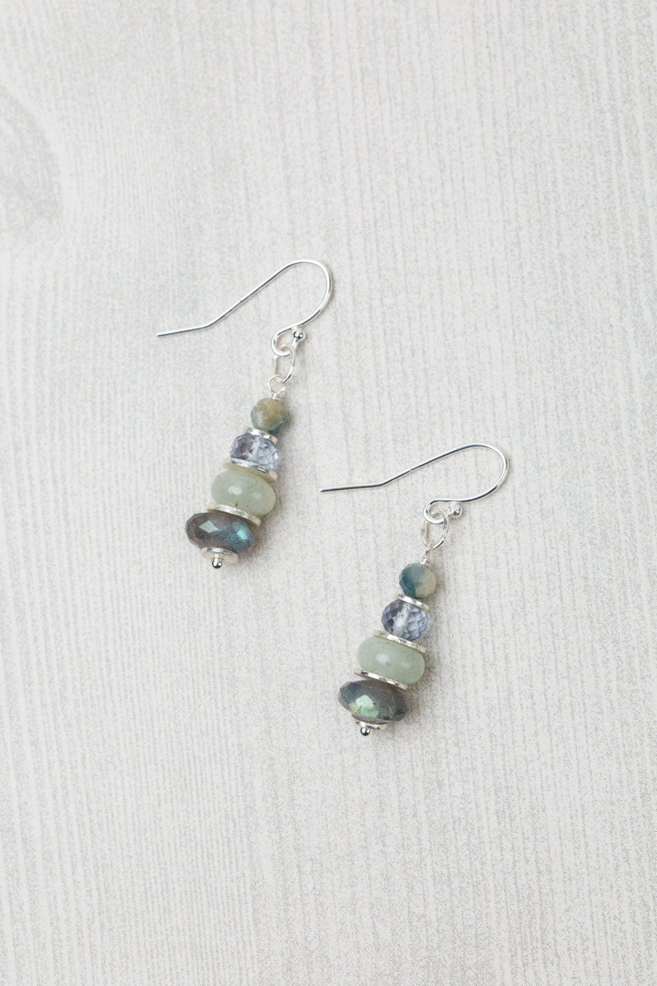 Labradorite Bead and Dangle Earrings with Gold-plated Sterling Silver Labradorite Bead and Dangle Earrings with Gold-plated Sterling Silver
