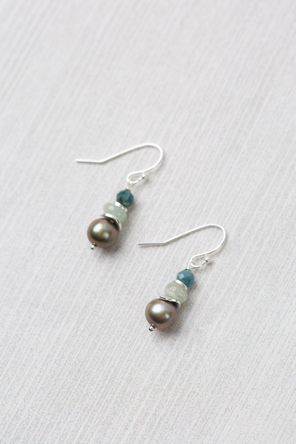 Resilience Aquamarine, Sapphire With Freshwater Pearl Simple Earrings