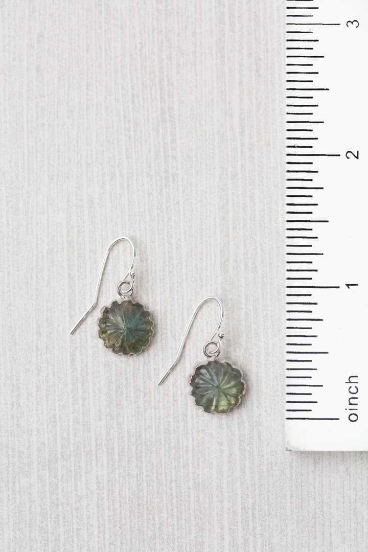 Resilience Carved Labradorite Flower Simple Earrings