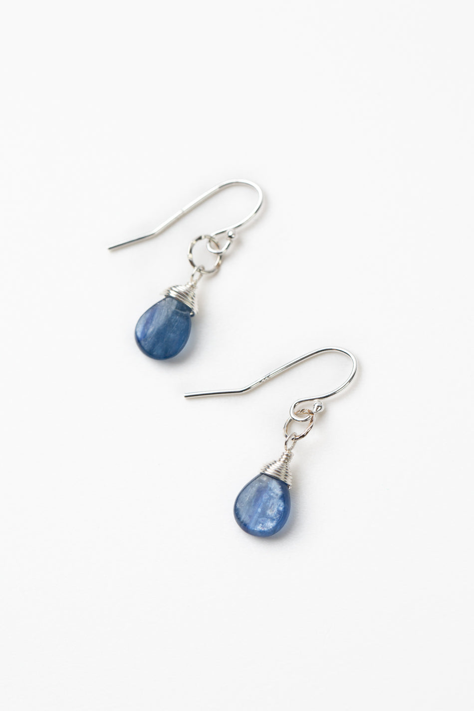 Ripple Kyanite, Silver Simple Earrings