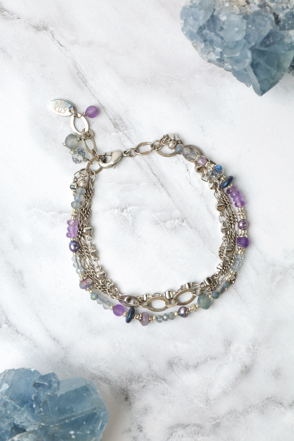 Reflections 7.5-8.5" Freshwater Pearl, Czech Glass, Crystal Multistrand Bracelet