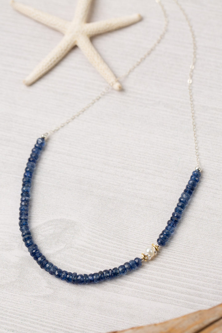 Seaside 15-17" Pearl, Kyanite Simple Necklace