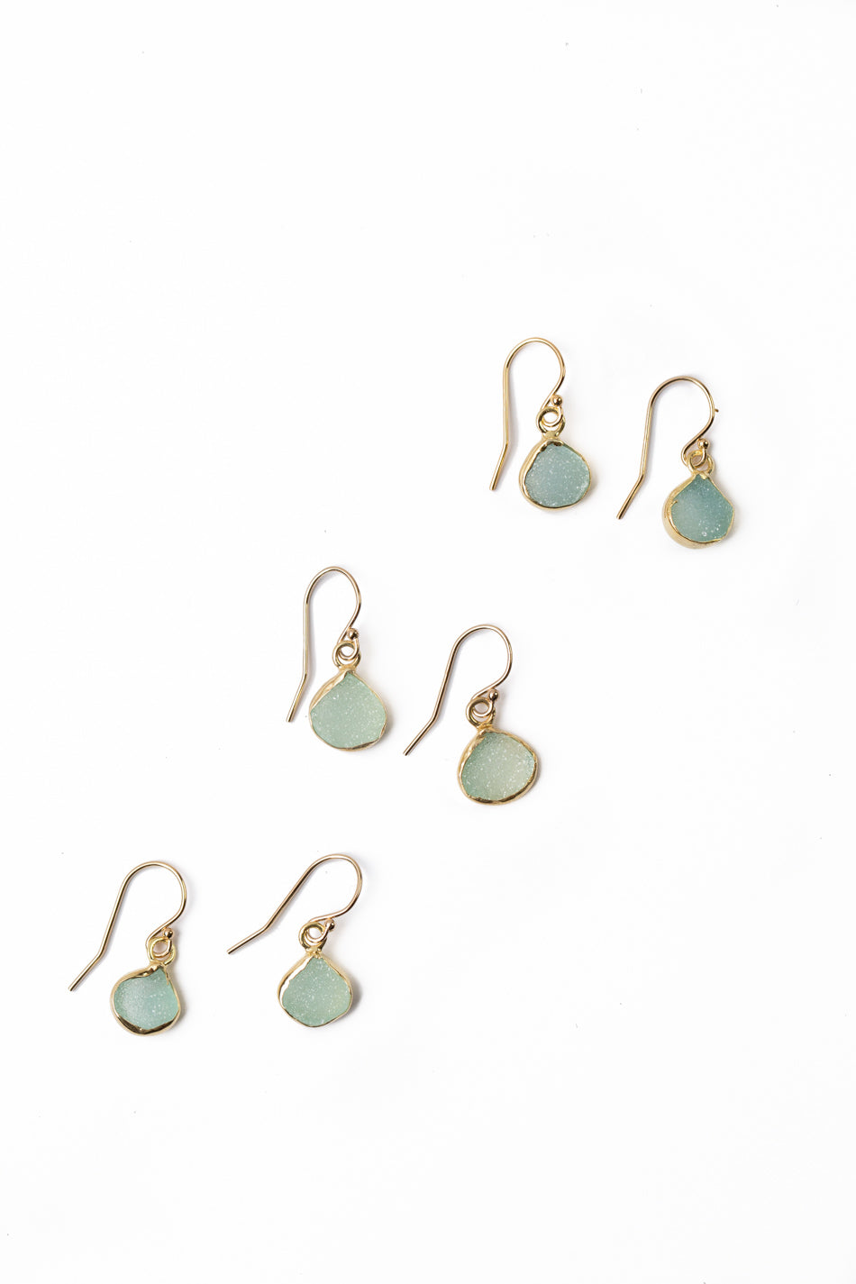 Serenity Simple Chalcedony Druzy Earrings