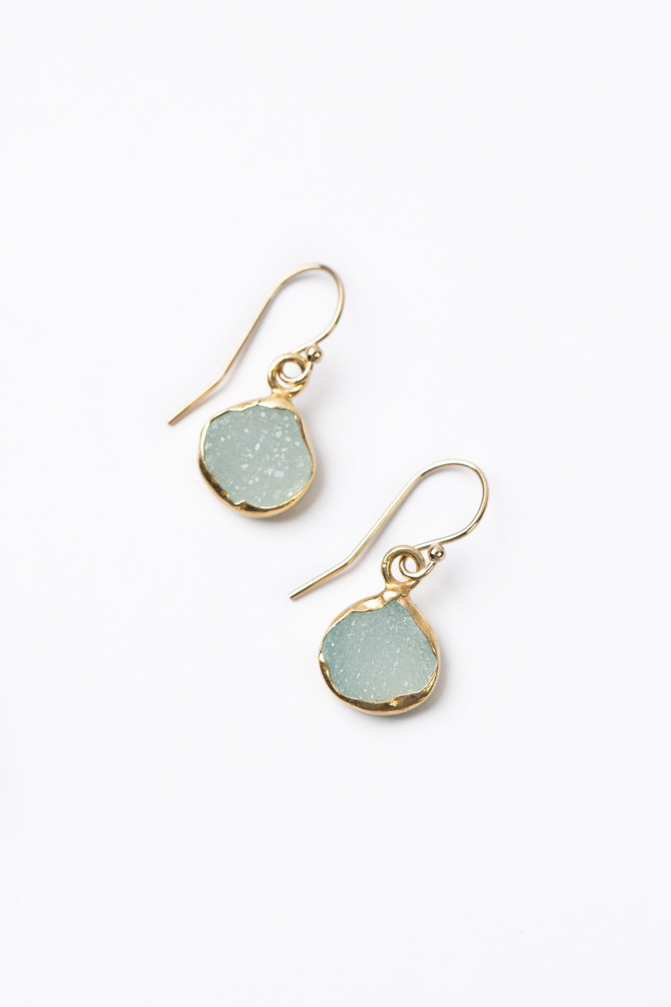 Serenity Simple Chalcedony Druzy Earrings