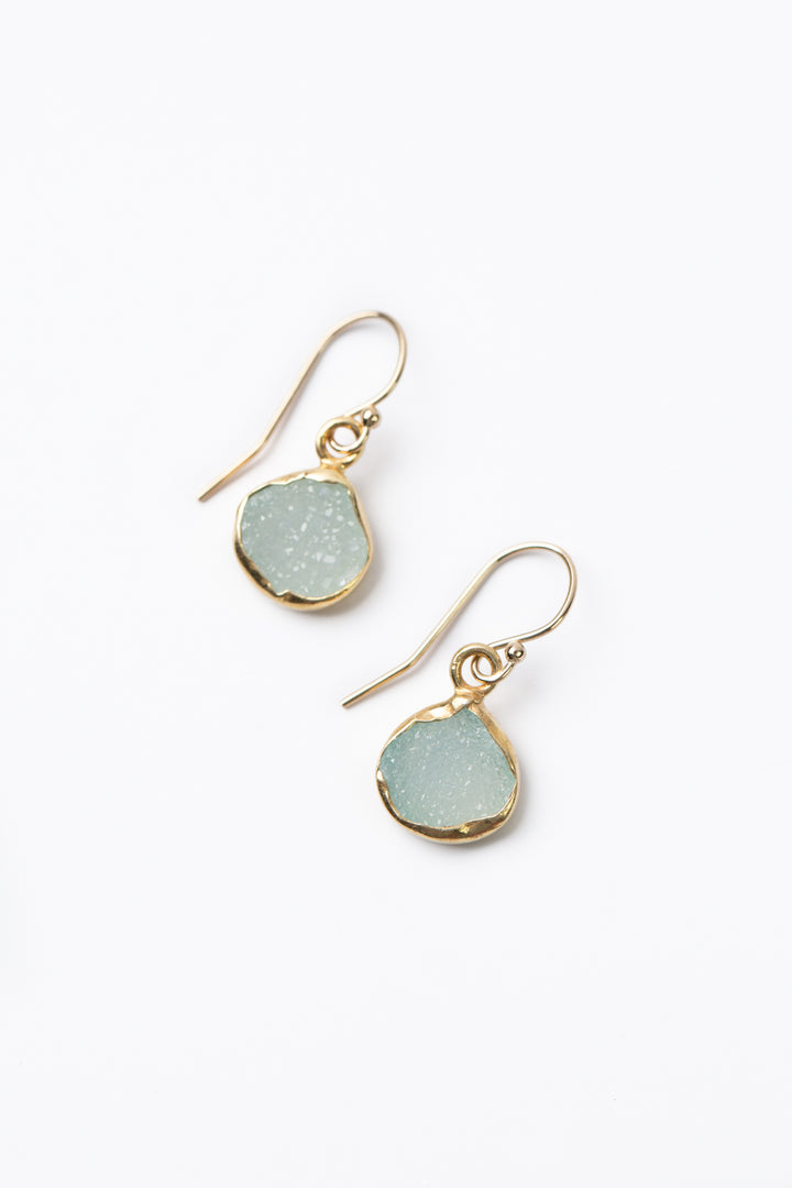 Serenity Simple Chalcedony Druzy Earrings
