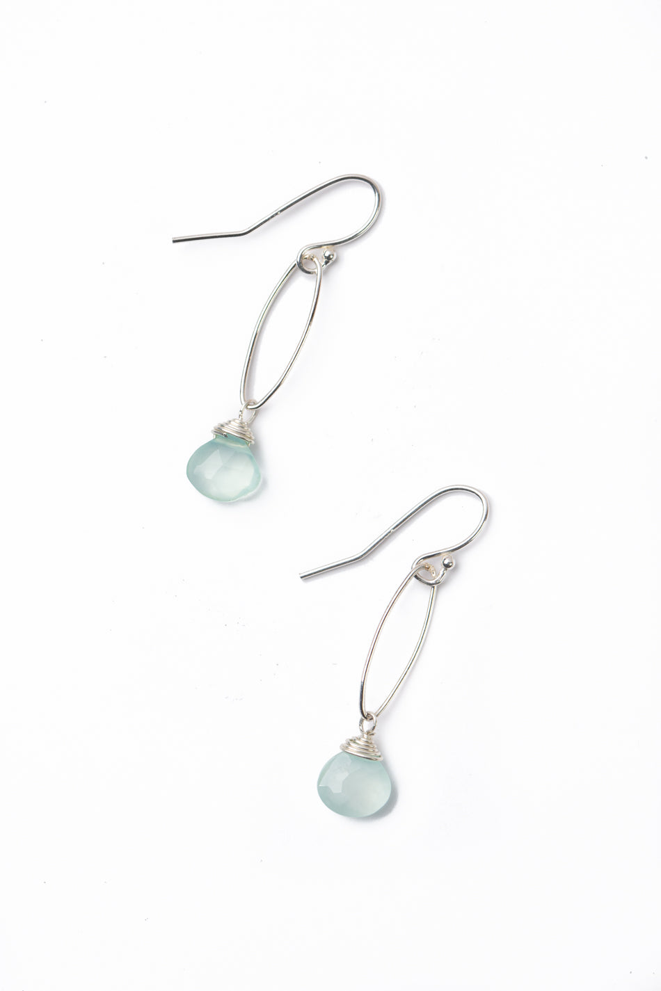 Serenity Seafoam Green Blue Chalcedony Simple Earrings