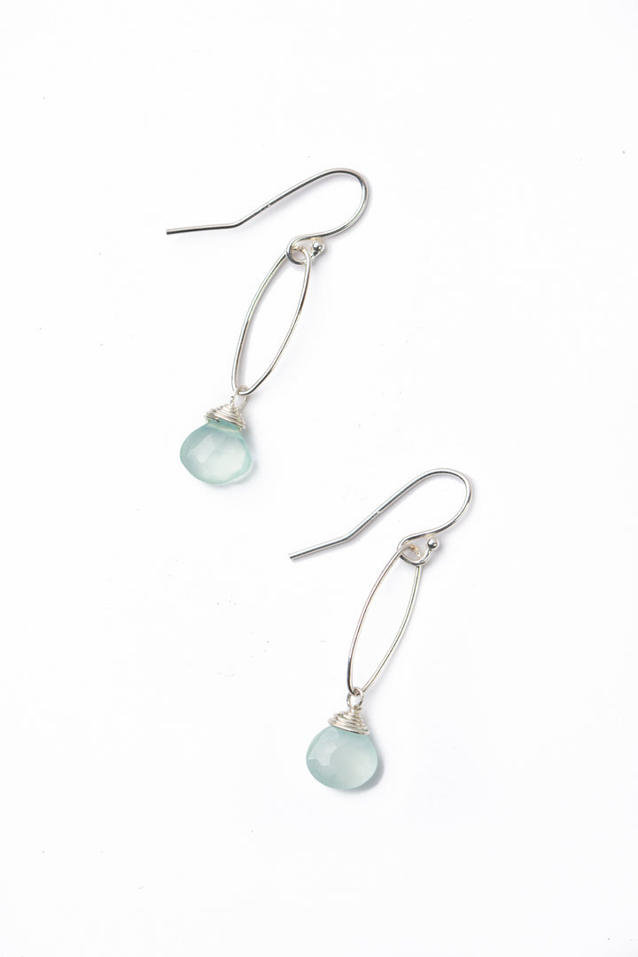 Serenity Seafoam Green Blue Chalcedony Simple Earrings