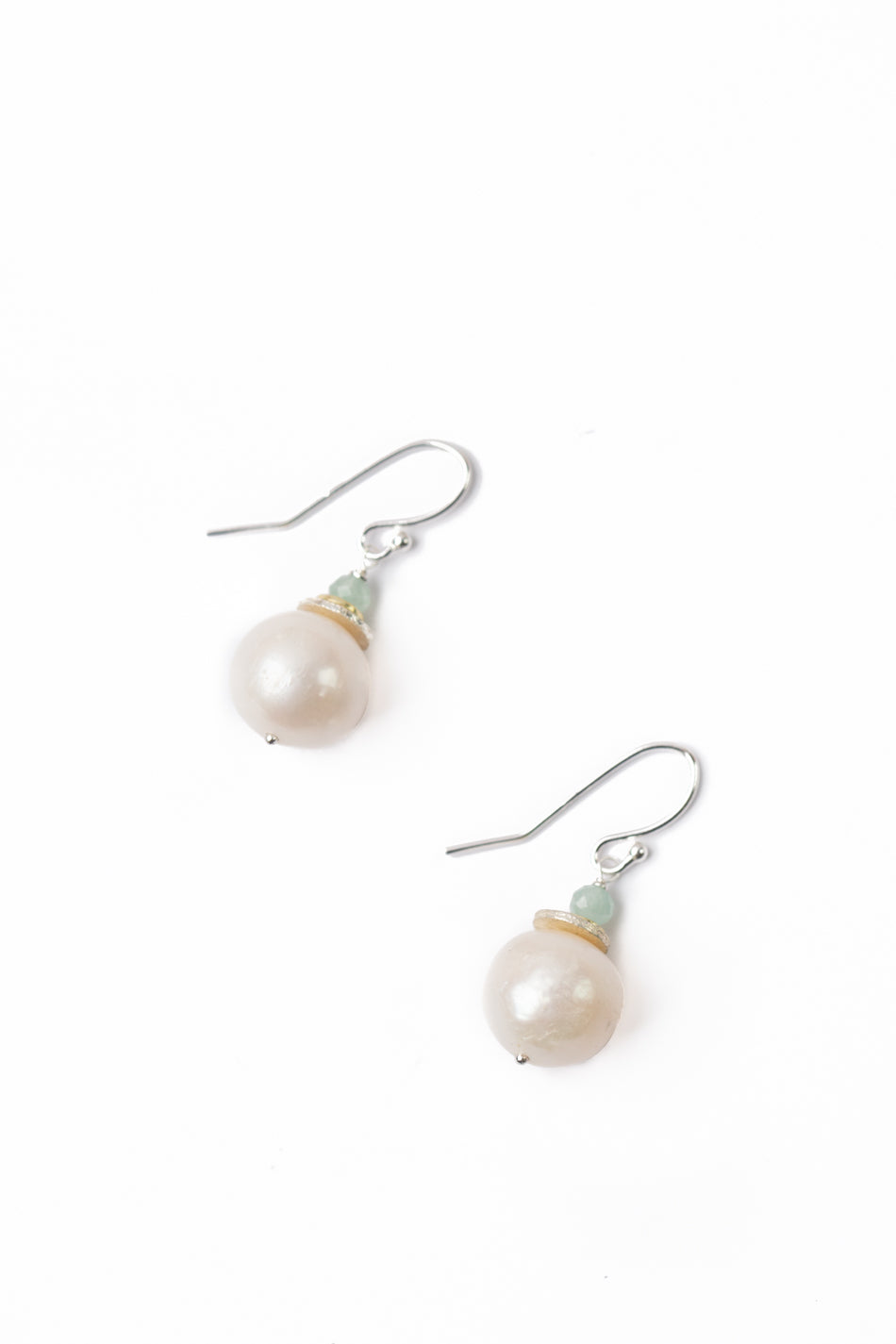 Serenity Chalcedony With Freshwater Pearl Simple Earrings