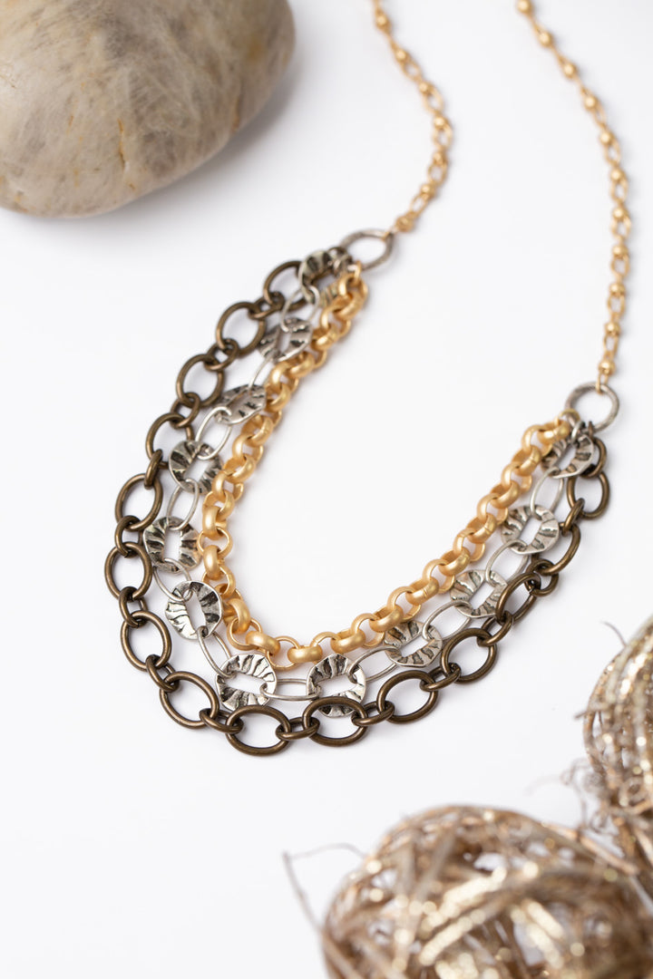 Silver & Gold 20-22" Multistrand Necklace