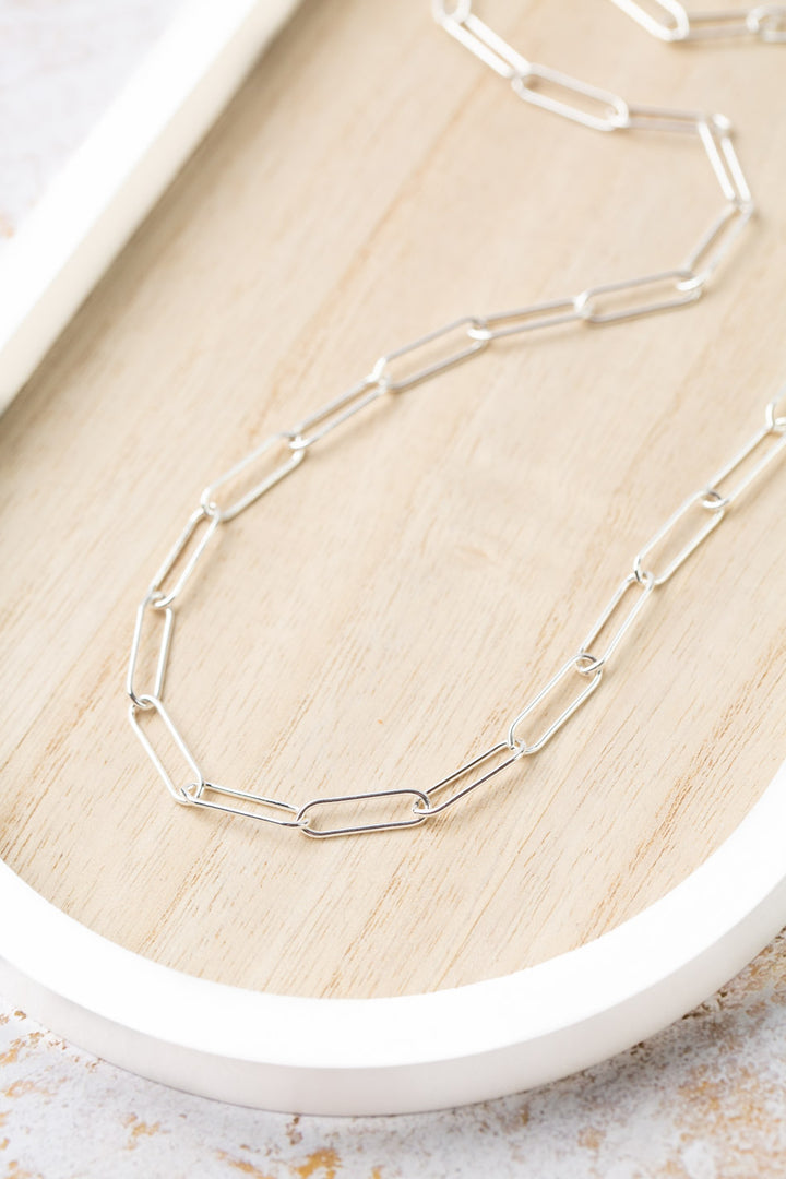 Simplicity 22.25-24.25" Silver Paperclip Necklace