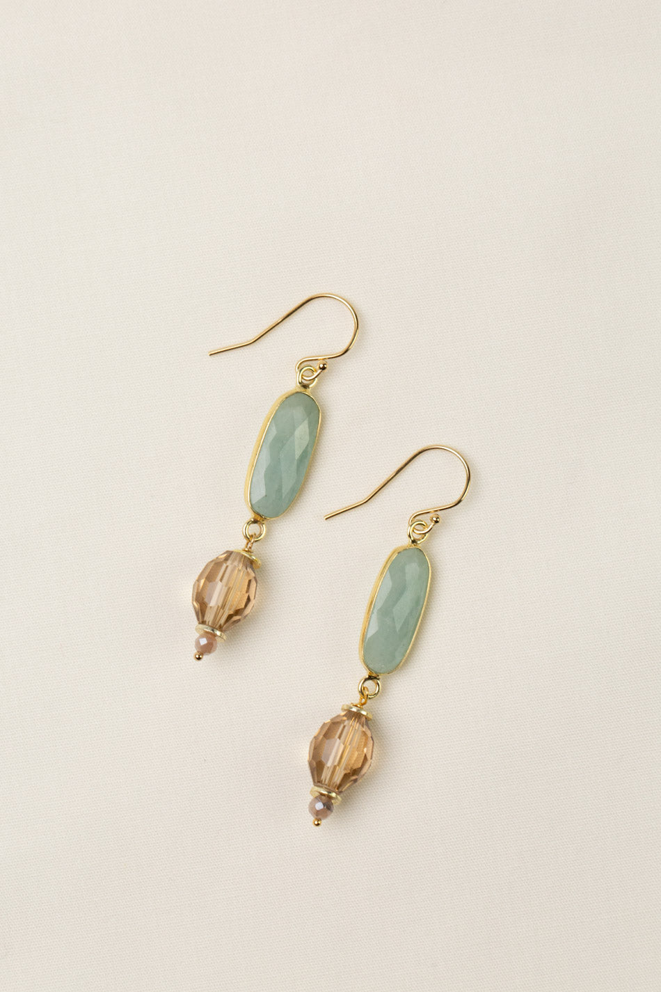 Solace Crystal With Aquamarine Dangle Earrings