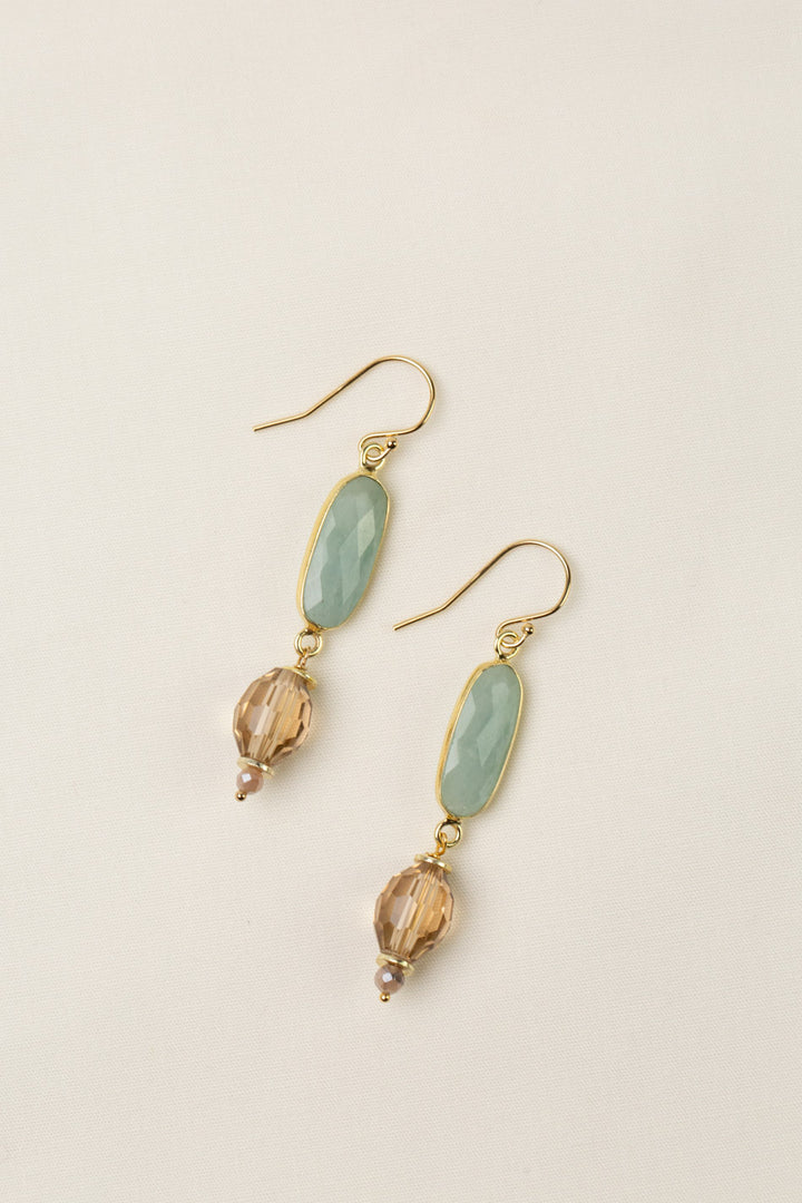 Solace Crystal With Aquamarine Dangle Earrings