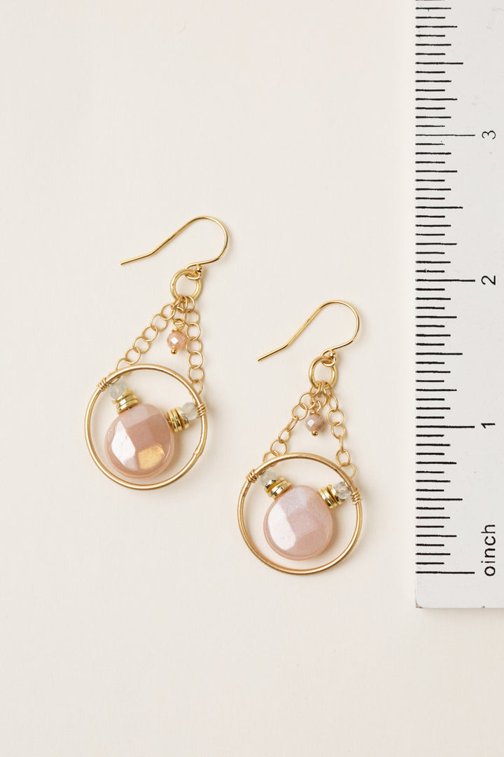 Solace Labradorite, Pearl With Peach Moonstone Statement Earrings