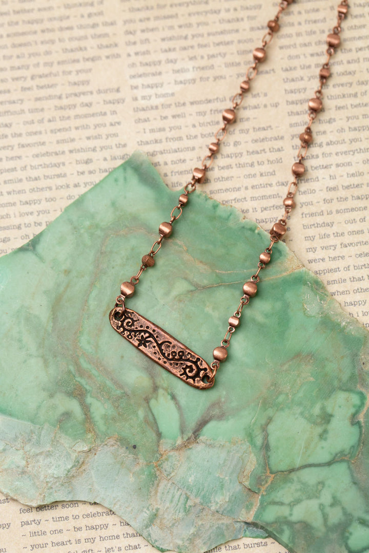 Soulful 17-19" 'Seek Wisdom' Stamped Message with Reversible Flora Fern Simple Necklace
