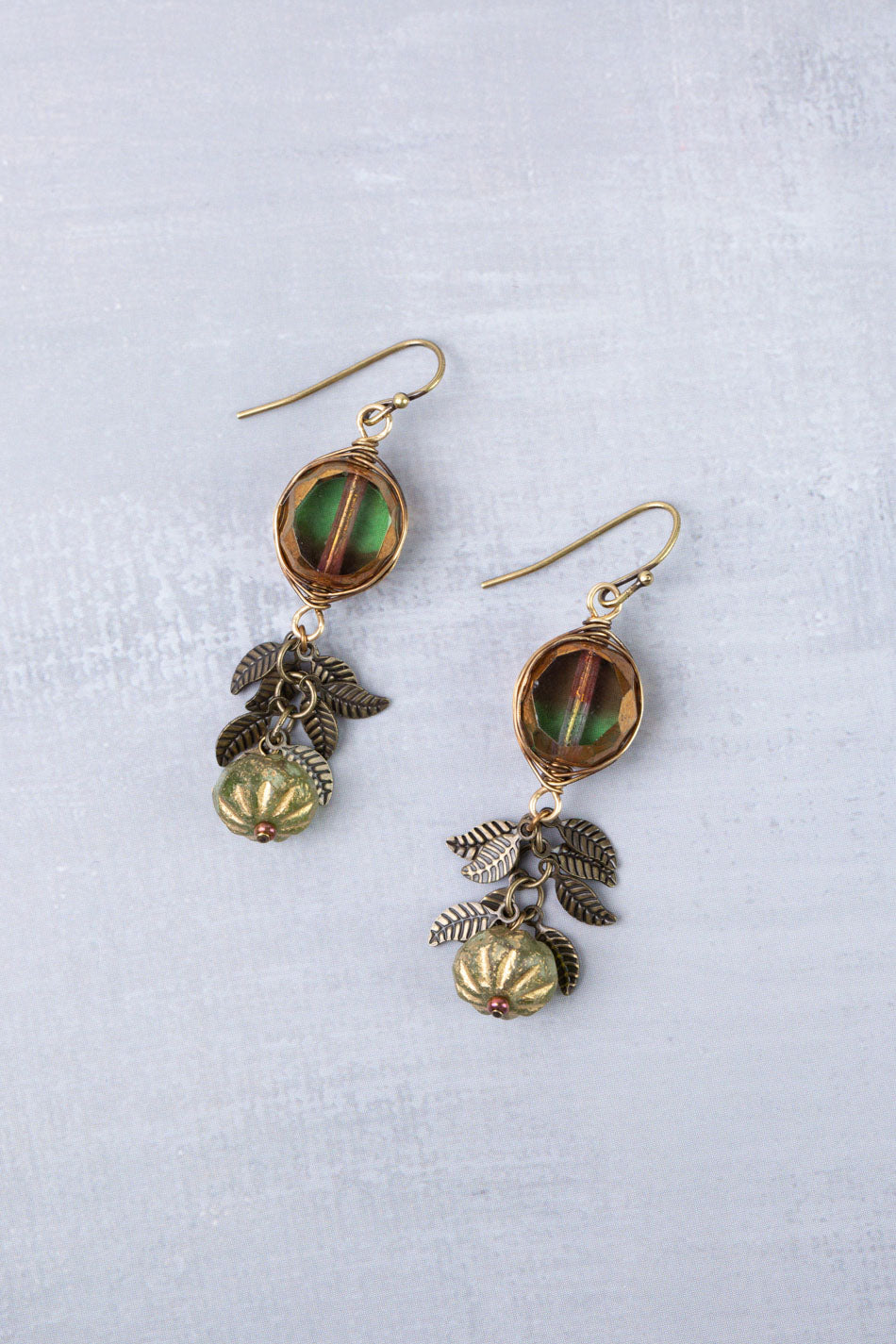 Sacred Heart Czech Glass Herringbone Earrings