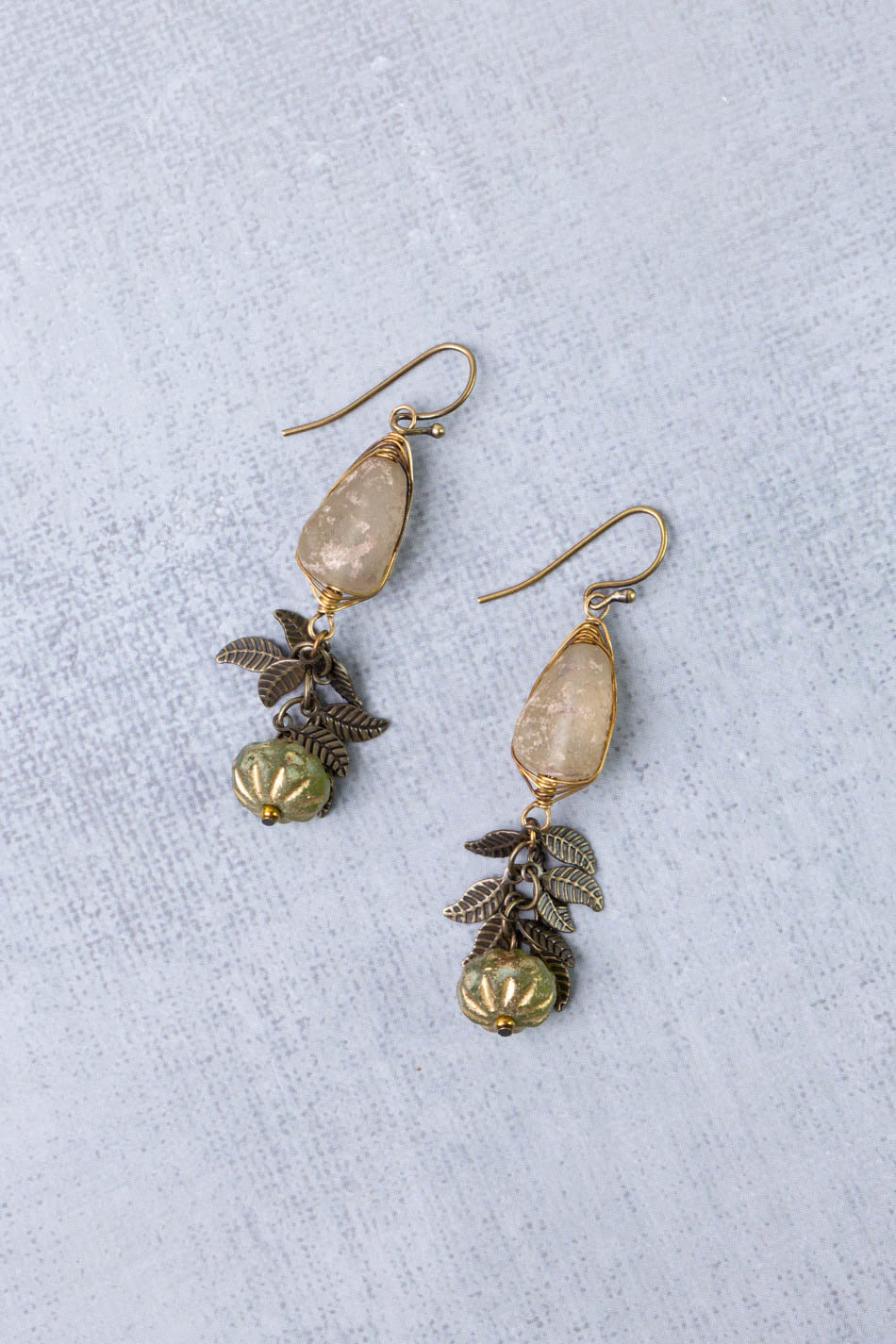Sacred Heart Czech Glass Herringbone Earrings