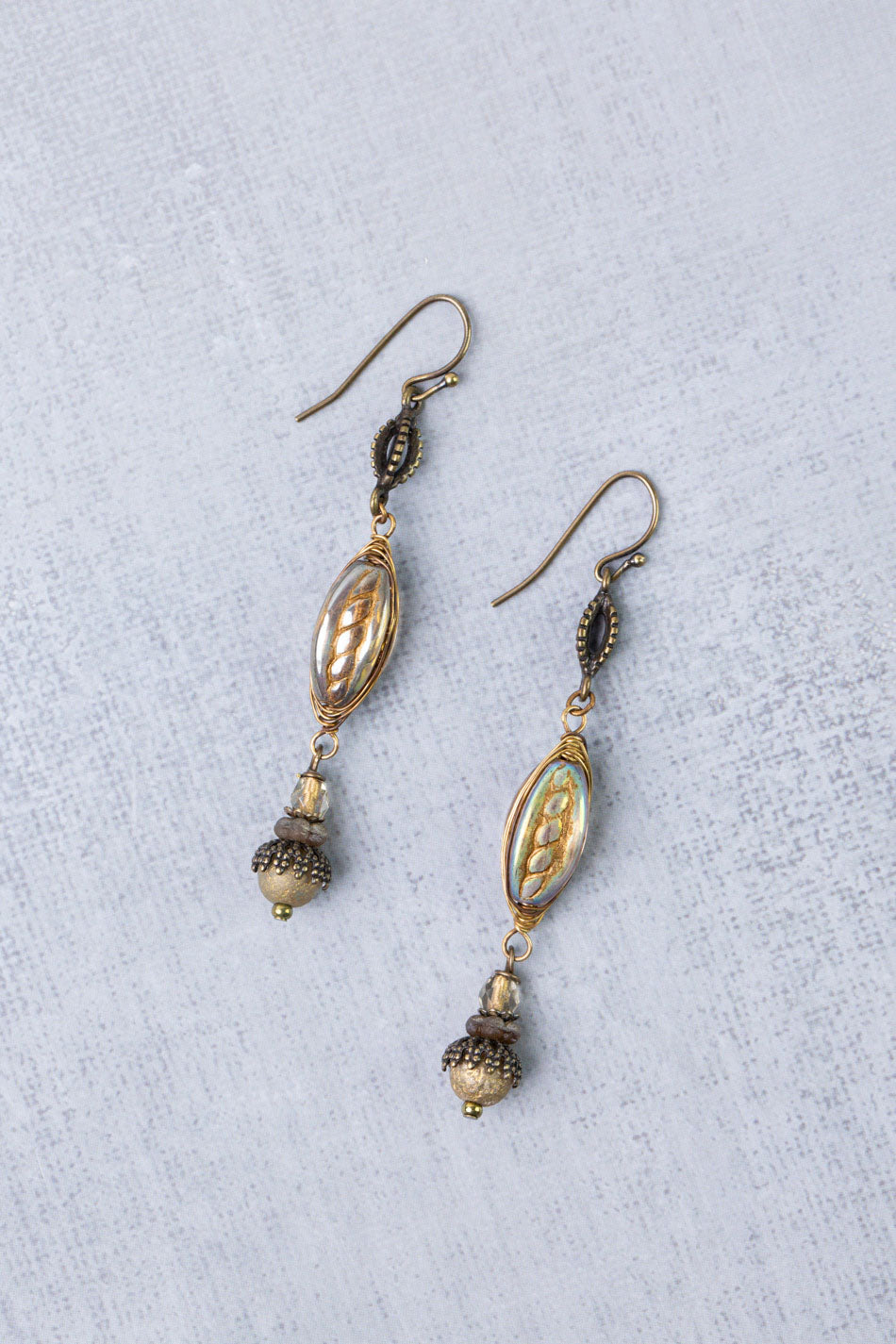 Sacred Heart Czech Glass Herringbone Earrings