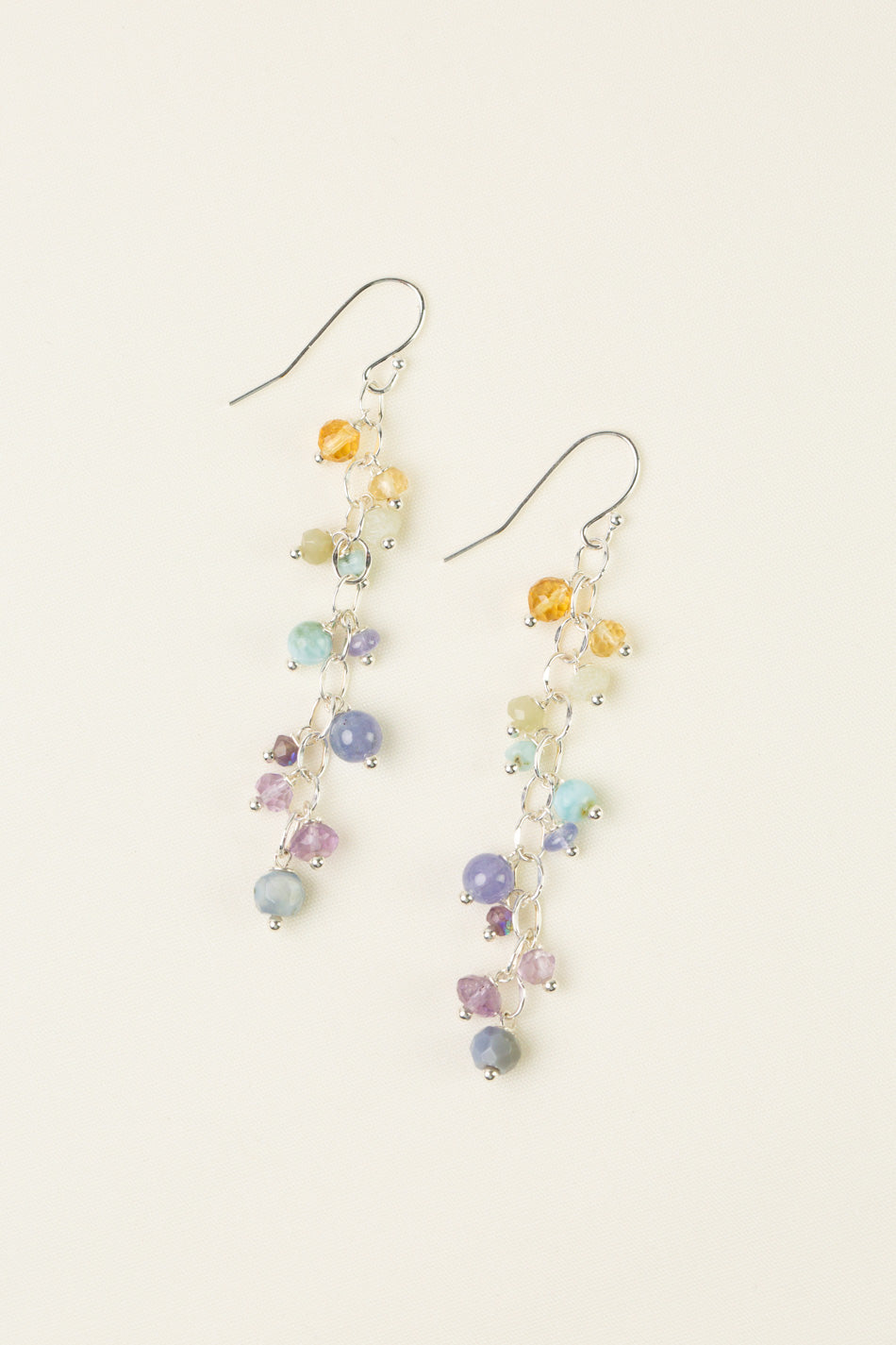 Sanctuary Tanzanite, Amethyst, Citrine With Larimar Statement Earrings