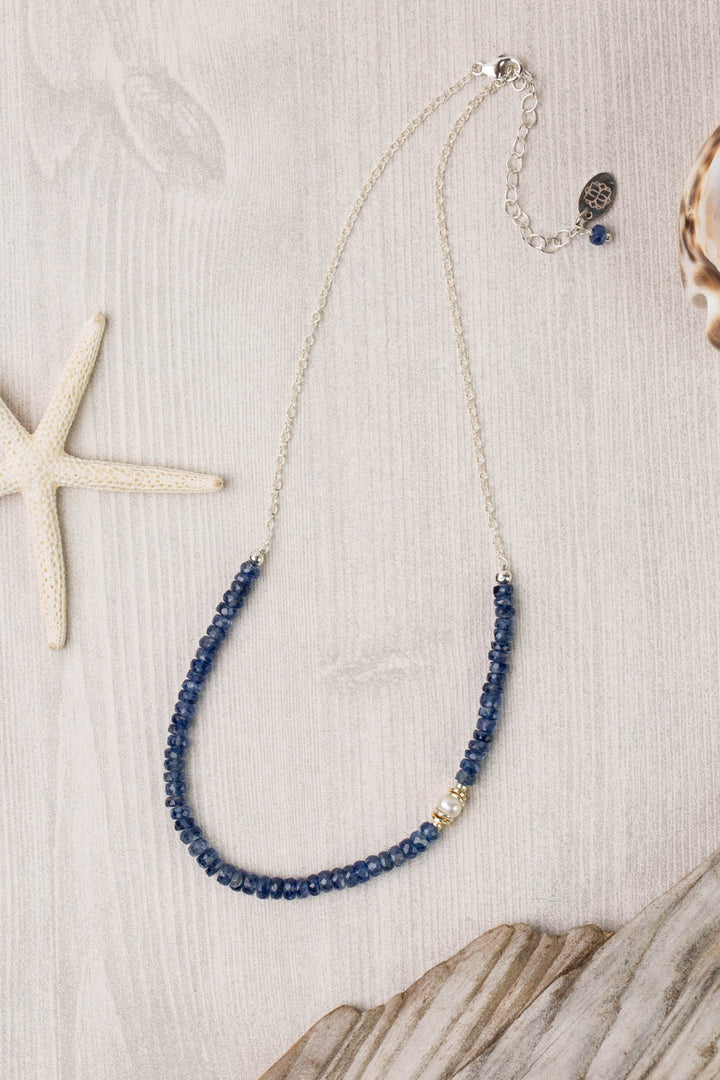 Seaside 15-17" Pearl, Kyanite Simple Necklace