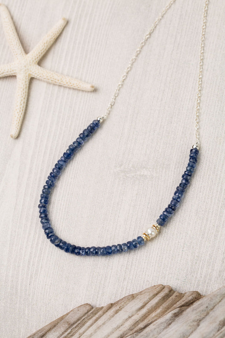 Seaside 15-17" Pearl, Kyanite Simple Necklace