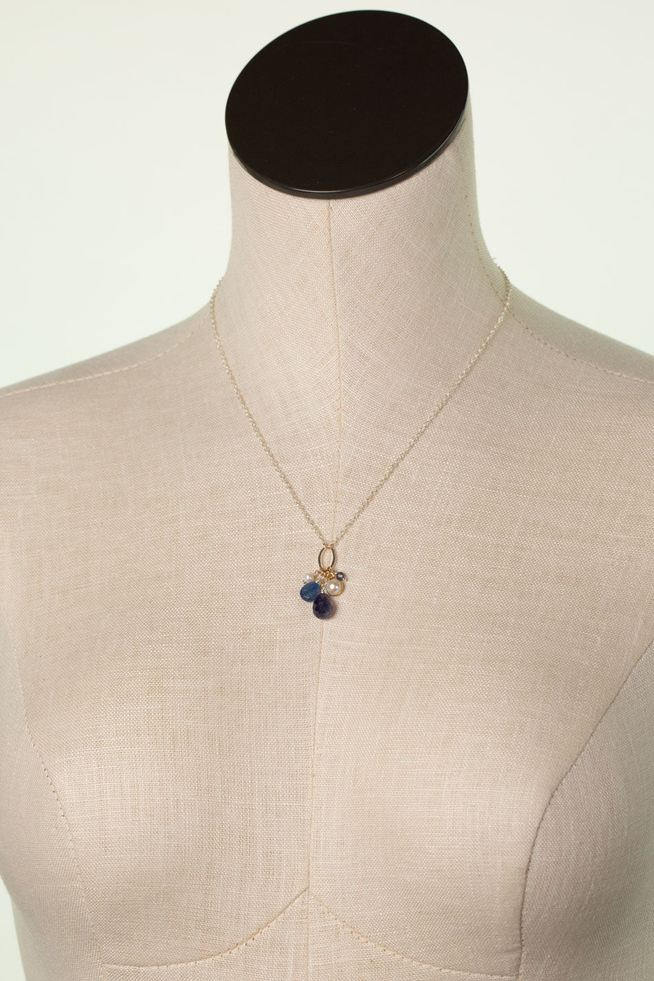 Seaside 17-19" Iolite, Freshwater Pearl, Kyanite Cluster Necklace