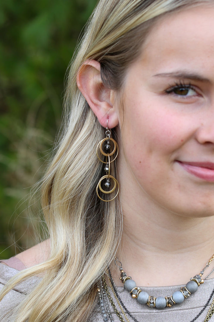 Silver & Gold Crystal Hoop Earrings