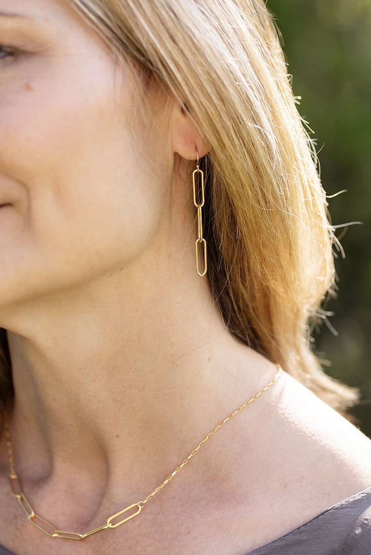 Simplicity Gold Longer Paperclip Simple Earrings