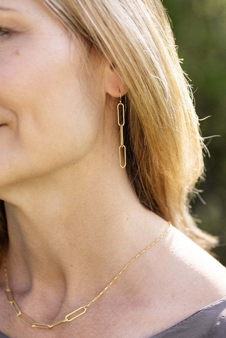 Simplicity Gold Longer Paperclip Simple Earrings