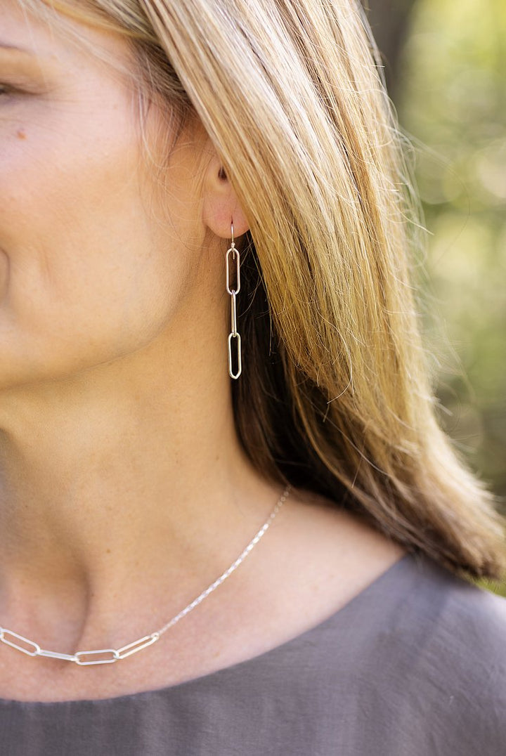 Simplicity Sterling Silver Longer Paperclip Simple Earrings
