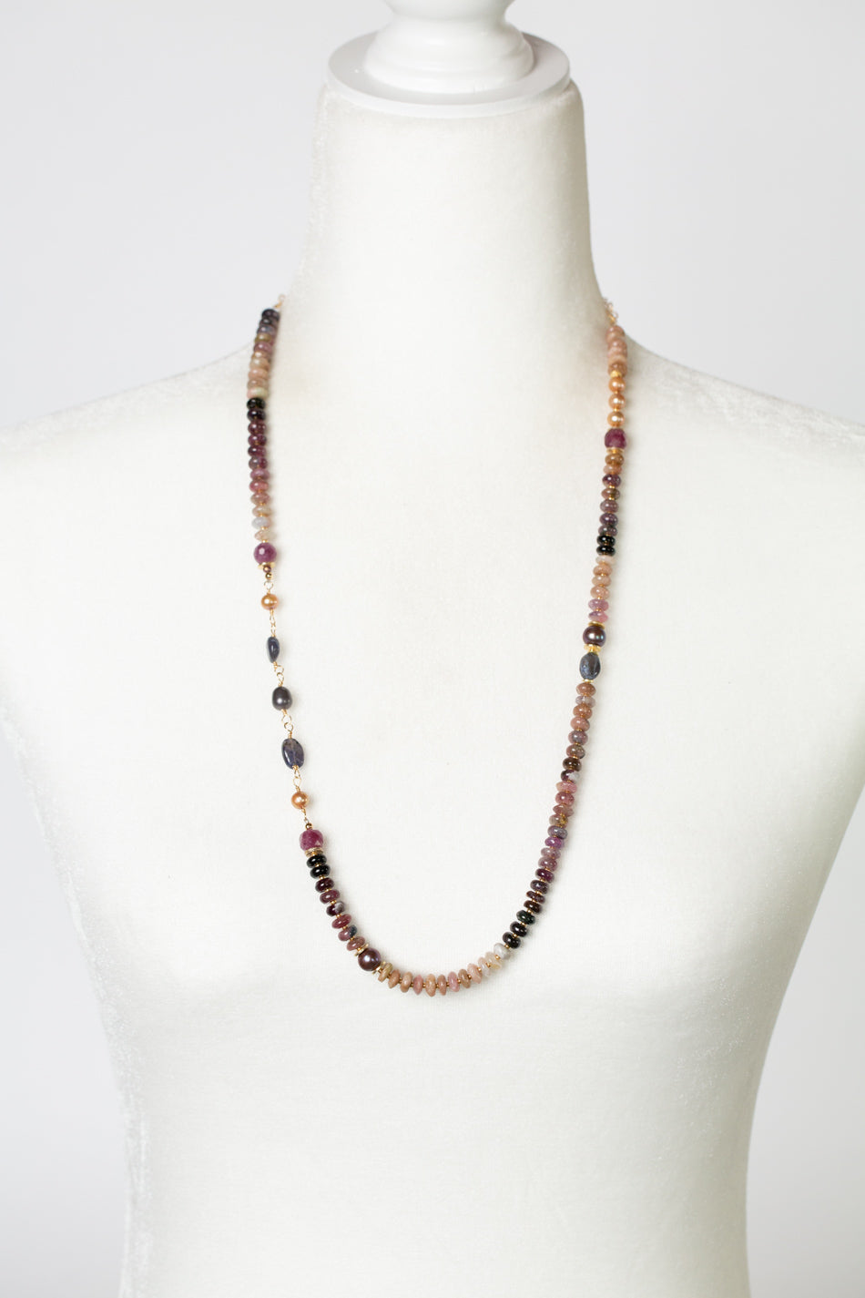 True Colors 28" Tourmaline, Freshwater Pearl, Faceted Ruby Statement Necklace