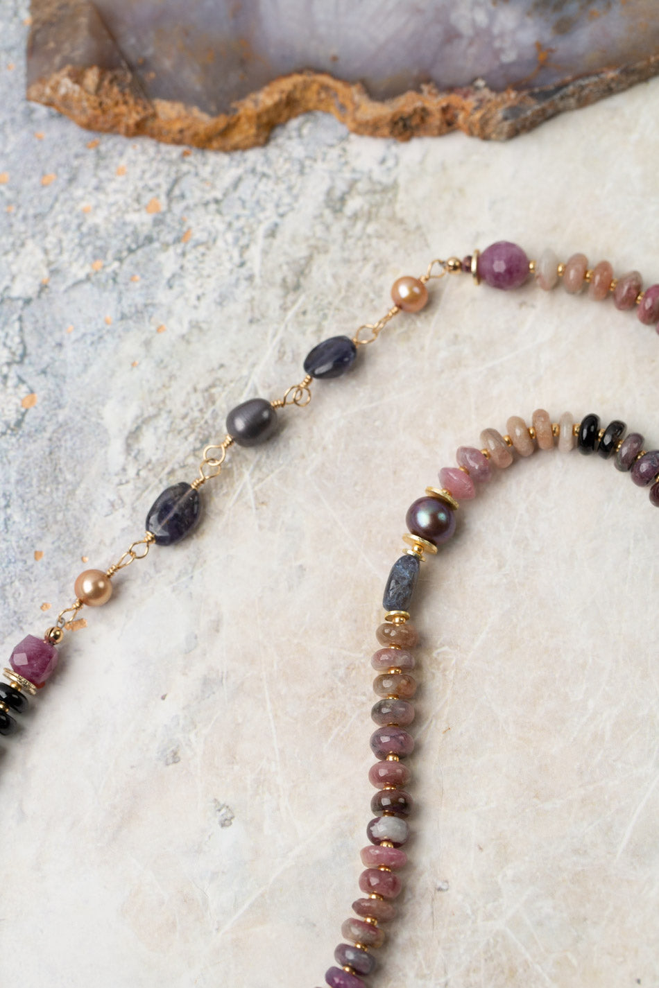 True Colors 29.5" Tourmaline, Freshwater Pearl, Faceted Ruby Statement Necklace