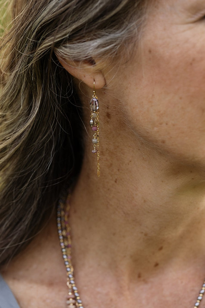 True Colors Topaz, Pearl, Tourmaline Statement Earrings