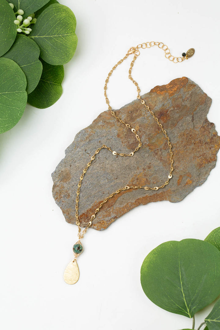 Tranquil Gardens 18-20" African Turquoise Herringbone Focal Necklace