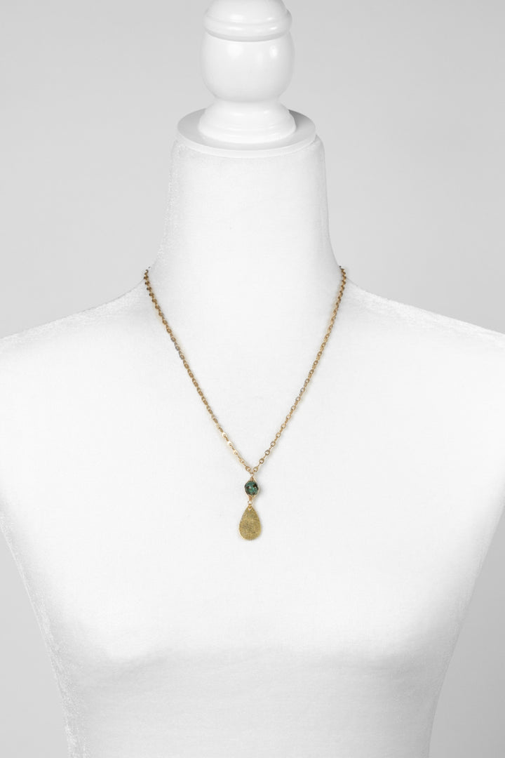 Tranquil Gardens 18-20" African Turquoise Herringbone Focal Necklace