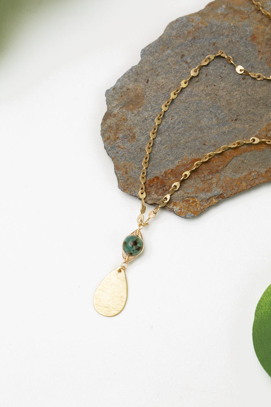 Tranquil Gardens 18-20" African Turquoise Herringbone Focal Necklace