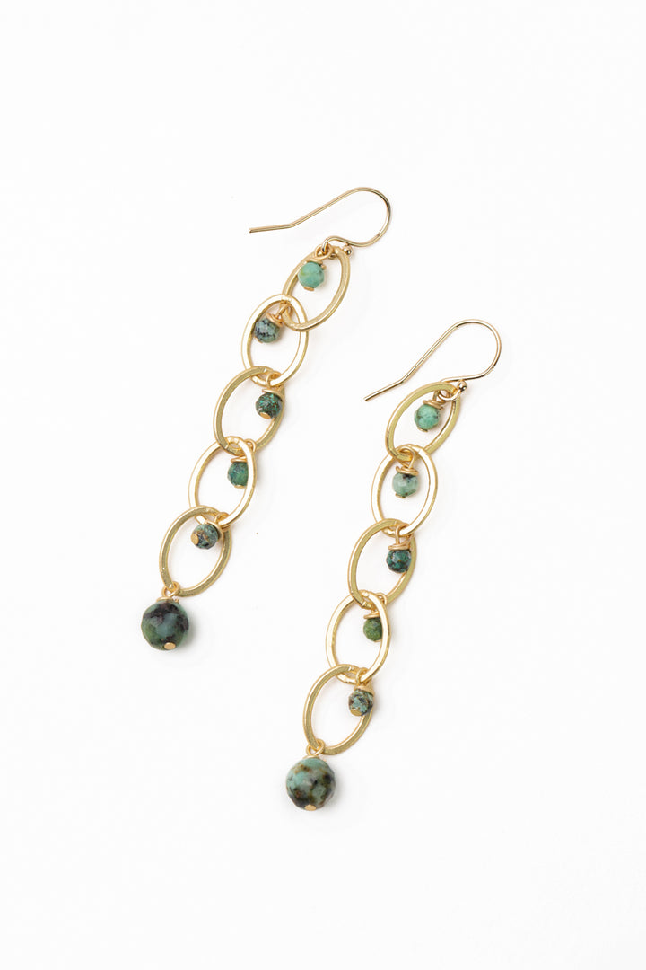 Tranquil Gardens African Turquoise Dangle Earrings