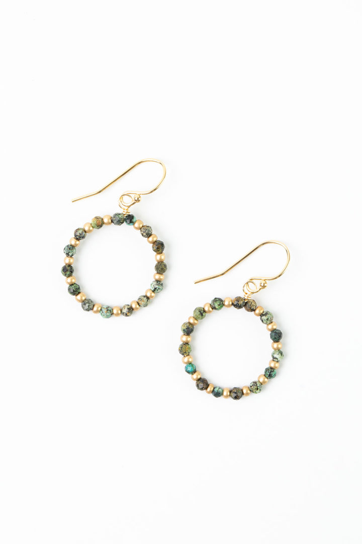 Tranquil Garden African Turquoise Hoop Earrings