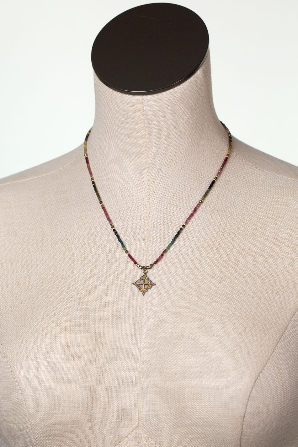 Tourmaline 16.75-18.75" Diamonds Necklace