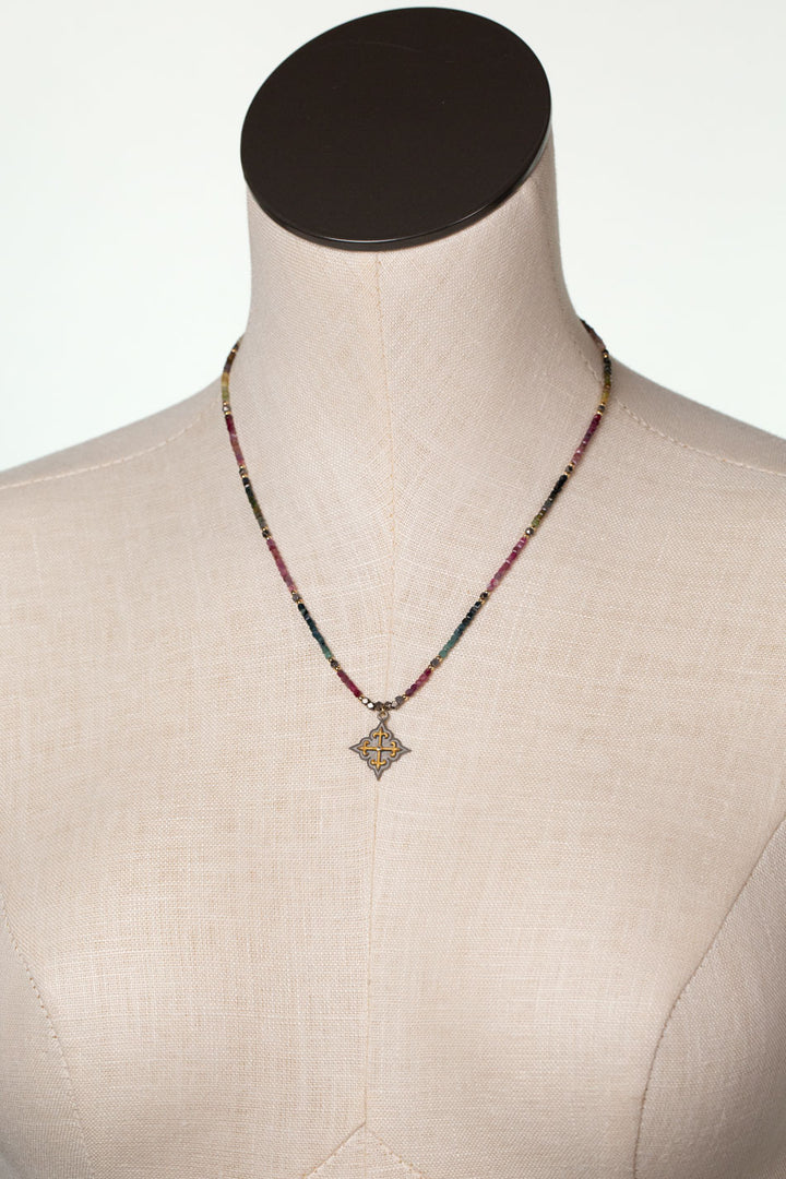 Tourmaline 16.75-18.75" Diamonds Necklace