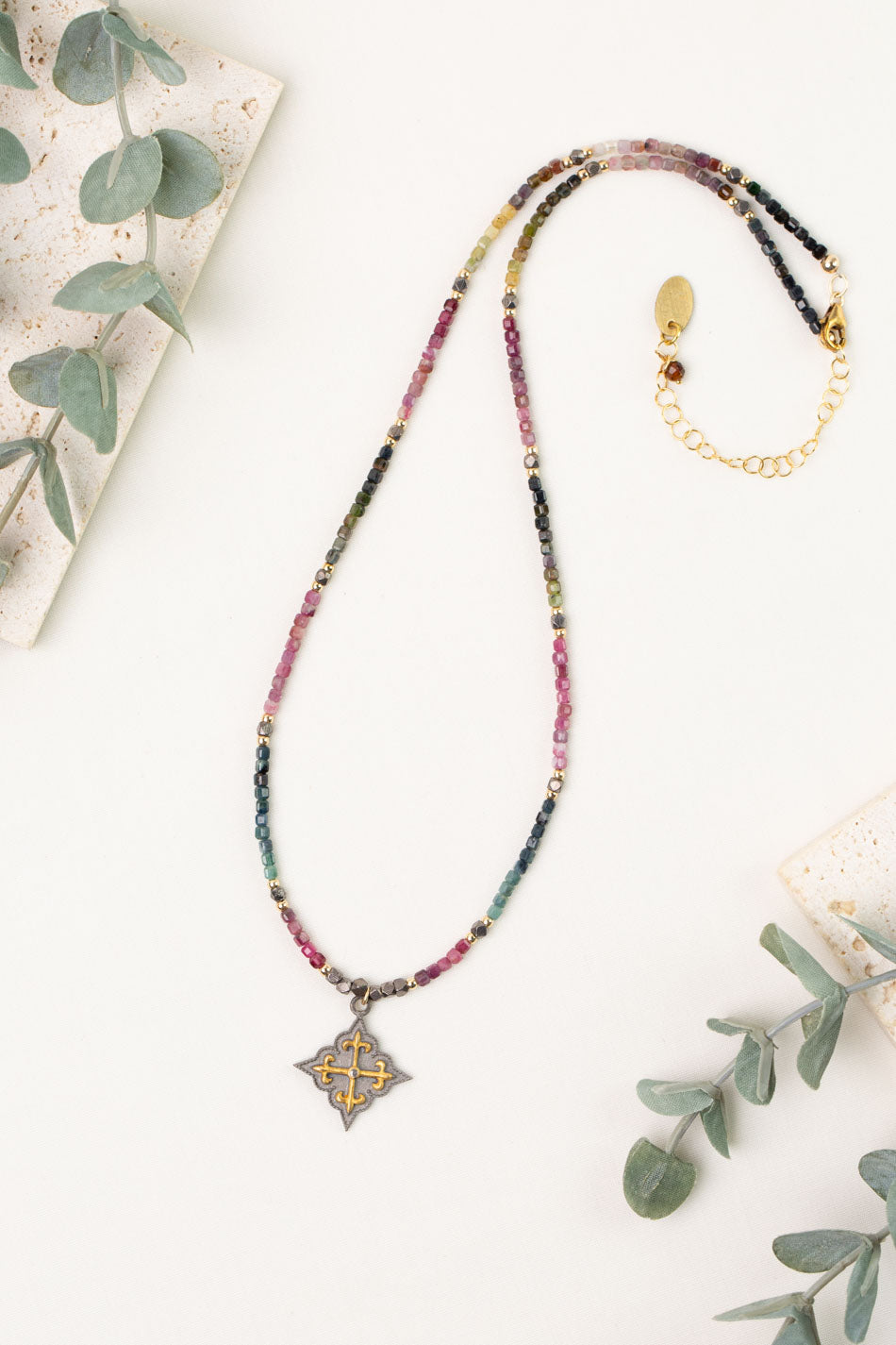 Tourmaline 16.75-18.75" Diamonds Necklace