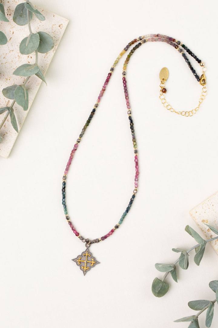 Tourmaline 16.75-18.75" Diamonds Necklace