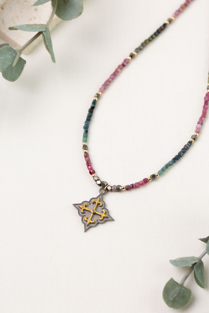 Tourmaline 16.75-18.75" Diamonds Necklace