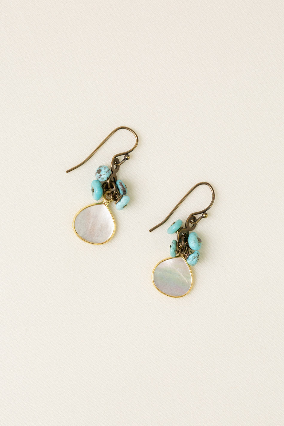 Transcend Pearl Bezel, Turquoise Simple Earrings