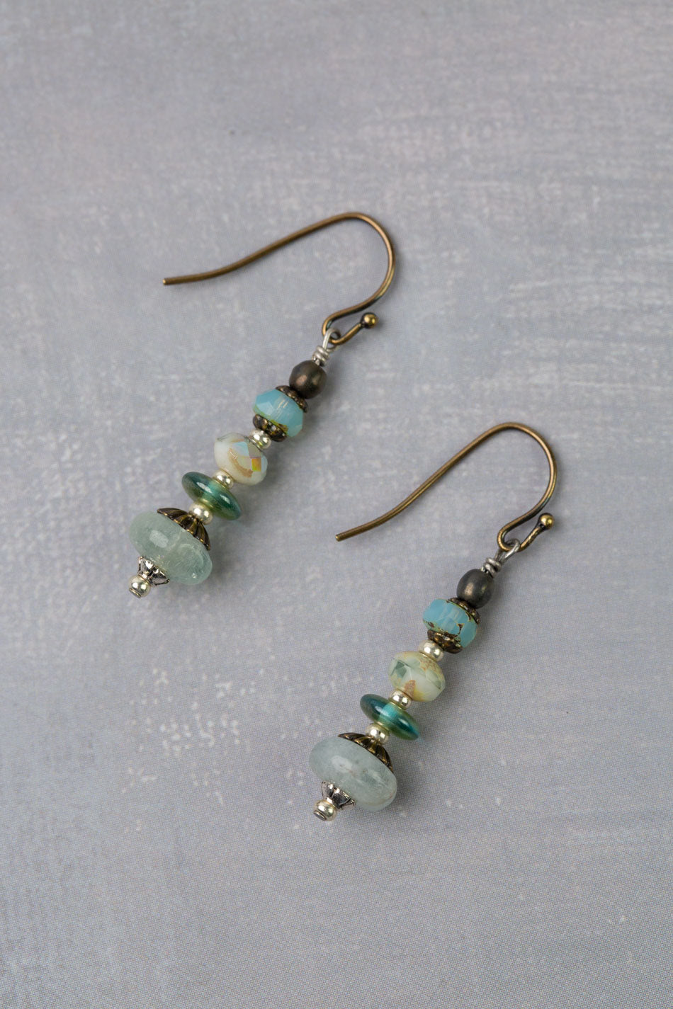 Venetian Dreams Czech Glass With Aquamarine Simple Earrings